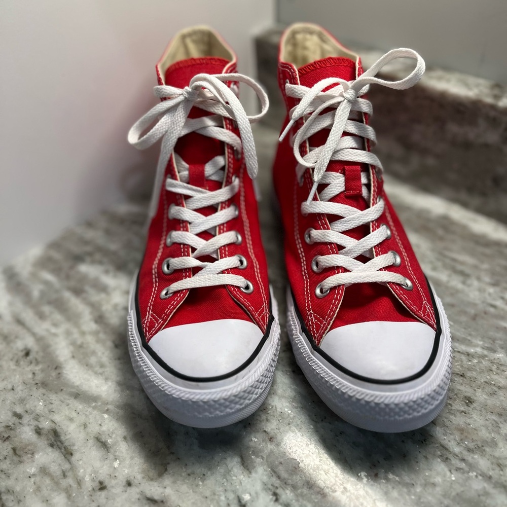 Converse Red and White High-Top Sneakers